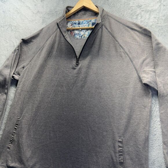 Margaritaville Sweatshirt Mens 2XL Gray Quarter Zip Mock Neck Pullover Pockets - Picture 4 of 11